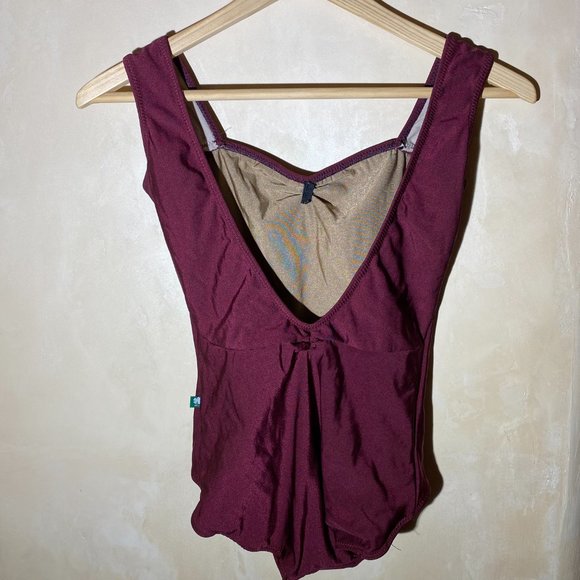 Lucky Leo Dancewear Custom Angel Leotard Burgundy Spandex AXS/S - Picture 2 of 3
